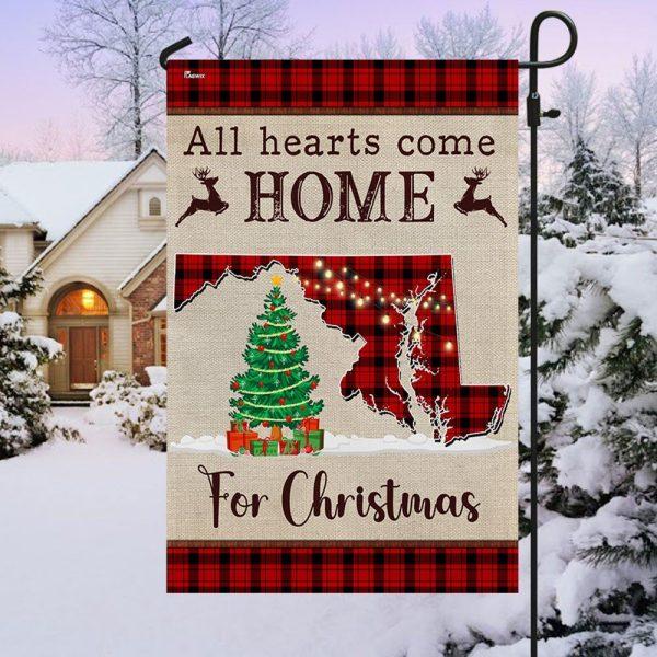 Christmas Flag, Maryland Christmas Flag All Hearts Come Home For Christmas, Christmas Garden Flags, Christmas Outdoor Flag