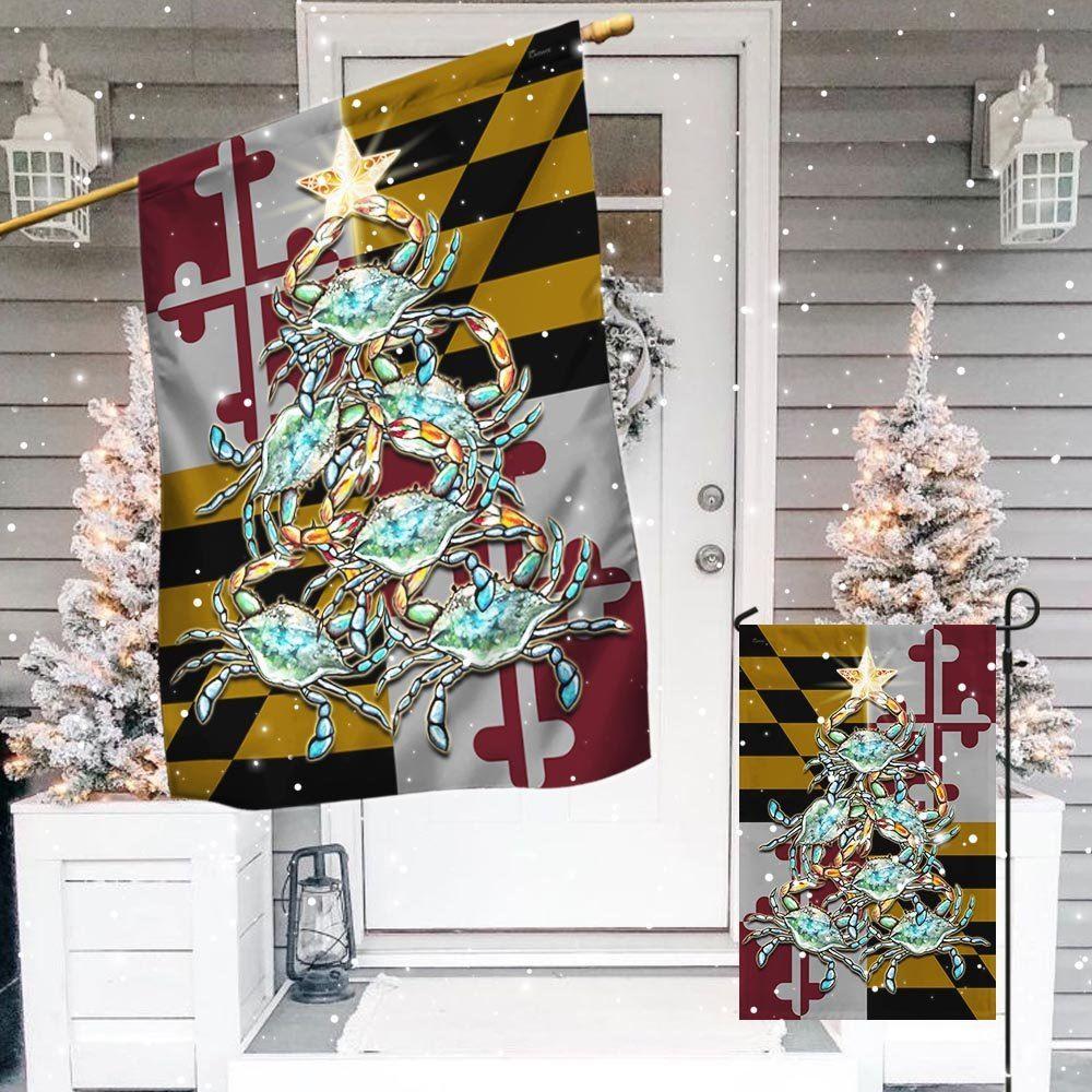 Christmas Flag, Maryland Flag Blue Crab Christmas, Christmas Garden Flags, Christmas Outdoor Flag Christmas Flag, Maryland Flag Blue Crab Christmas, Christmas Garden Flags, Christmas Outdoor Flag