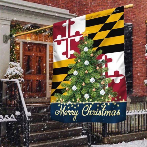 Christmas Flag, Maryland Merry Christmas Flag, Christmas Garden Flags, Christmas Outdoor Flag