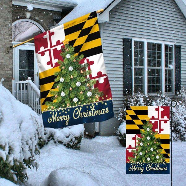 Christmas Flag, Maryland Merry Christmas Flag, Christmas Garden Flags, Christmas Outdoor Flag