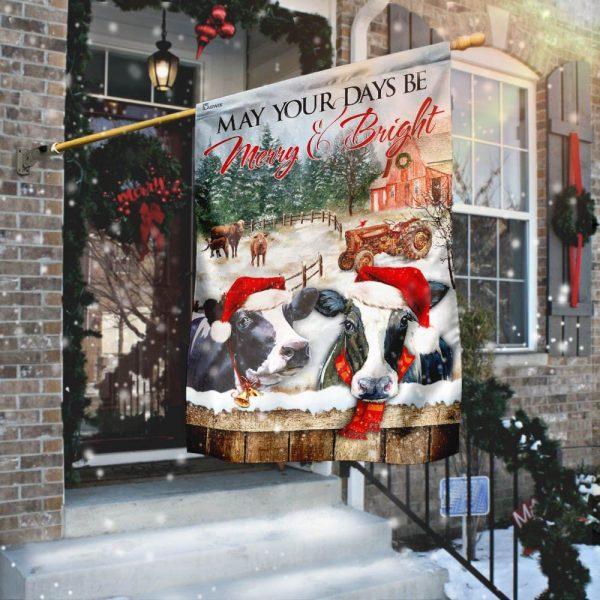 Christmas Flag, May Your Days Be Merry And Bright Cattle Flag, Christmas Garden Flags, Christmas Outdoor Flag