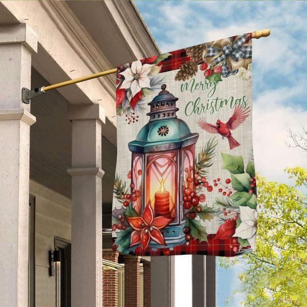 Christmas Flag, Merry Christmas Lantern And Bird Christmas Garden Flag, Christmas Garden Flags, Christmas Outdoor Flag