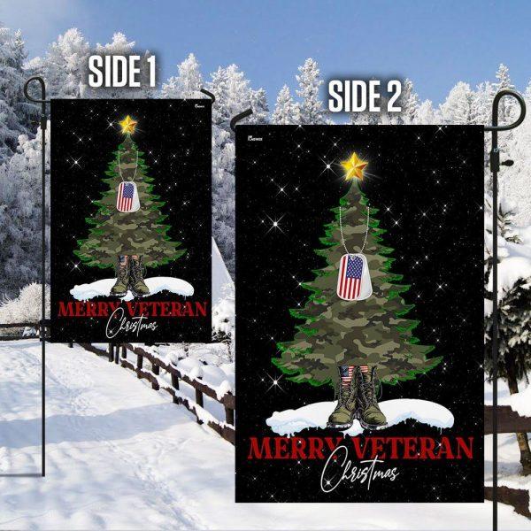 Christmas Flag, Merry Veteran Christmas Flag, Christmas Garden Flags, Christmas Outdoor Flag