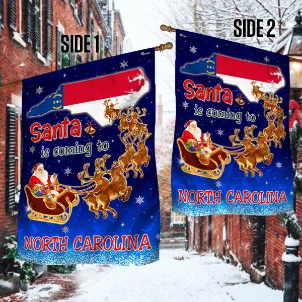 Christmas Flag, North Carolina Christmas Flag Santa Is Coming To North Carolina, Christmas Garden Flags, Christmas Outdoor Flag