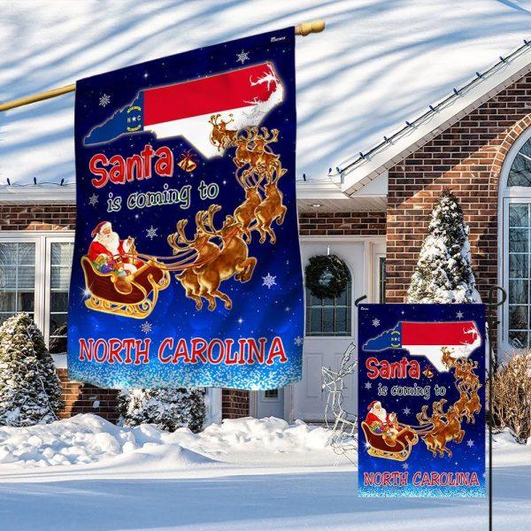 Christmas Flag, North Carolina Christmas Flag Santa Is Coming To North Carolina, Christmas Garden Flags, Christmas Outdoor Flag