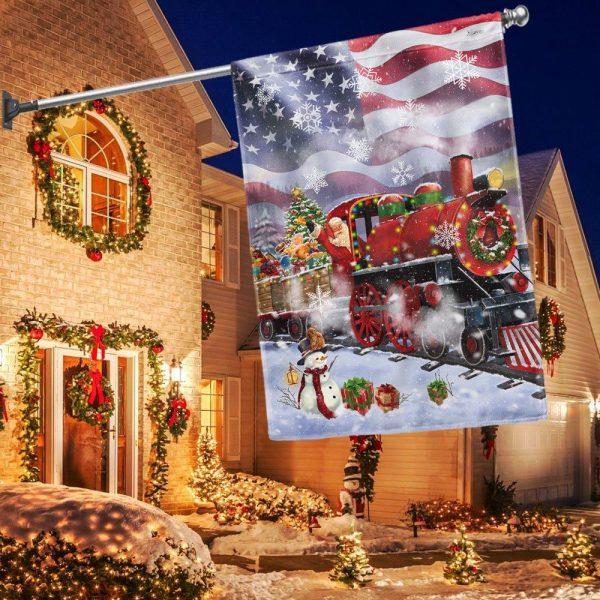 Christmas Flag, Santa Claus On the Christmas Train American Flag, Christmas Garden Flags, Christmas Outdoor Flag