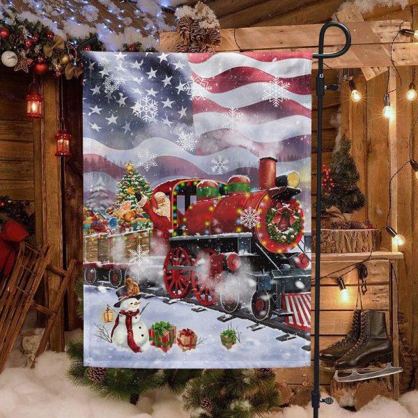 Christmas Flag, Santa Claus On the Christmas Train American Flag, Christmas Garden Flags, Christmas Outdoor Flag