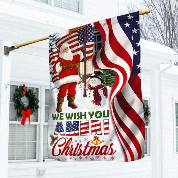 Christmas Flag, Santa Claus US Flag We Wish You Ameri Christmas, Christmas Garden Flags, Christmas Outdoor Flag