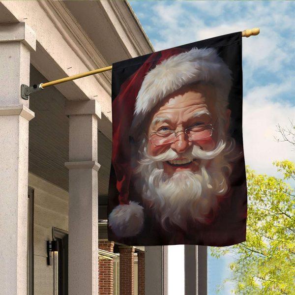 Christmas Flag, Santas Sparkling Smile Santa Claus Garden Flag, Christmas Garden Flags, Christmas Outdoor Flag