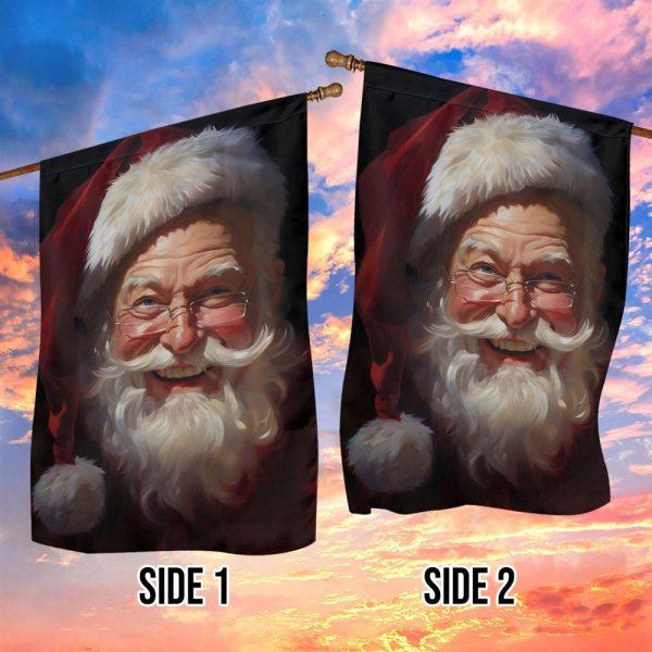 Christmas Flag, Santas Sparkling Smile Santa Claus Garden Flag, Christmas Garden Flags, Christmas Outdoor Flag