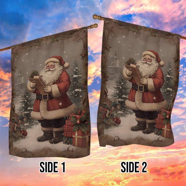 Christmas Flag, Santas Wintry Gift Delivery Santa Claus Xmas Garden Flag, Christmas Garden Flags, Christmas Outdoor Flag
