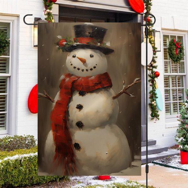 Christmas Flag, Snowman Wearing Noel Scarf And Hat Snowman Xmas Garden Flag, Christmas Garden Flags, Christmas Outdoor Flag
