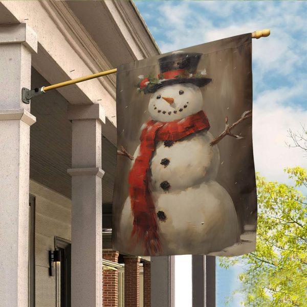 Christmas Flag, Snowman Wearing Noel Scarf And Hat Snowman Xmas Garden Flag, Christmas Garden Flags, Christmas Outdoor Flag