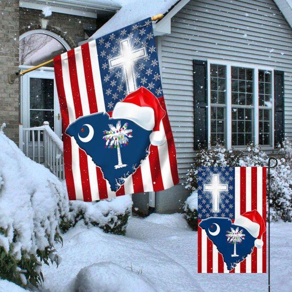 Christmas Flag, South Carolina Christmas Flag Christmas Palm Tree Santa State Flag, Christmas Garden Flags, Christmas Outdoor Flag