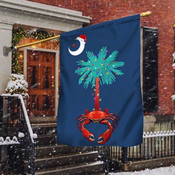 Christmas Flag, South Carolina Christmas Flag Palm Tree South Carolina Crab Santa Flag, Christmas Garden Flags, Christmas Outdoor Flag