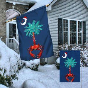 Christmas Flag South Carolina Christmas Flag Palm Tree South Carolina Crab Santa Flag Christmas Garden Flags Christmas Outdoor Flag 4 nosy5p.jpg