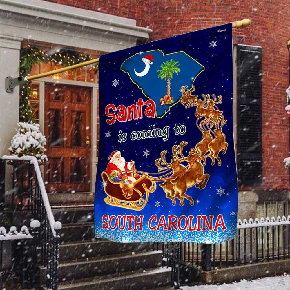 Christmas Flag, South Carolina Christmas Flag Santa Is Coming To South Carolina, Christmas Garden Flags, Christmas Outdoor Flag