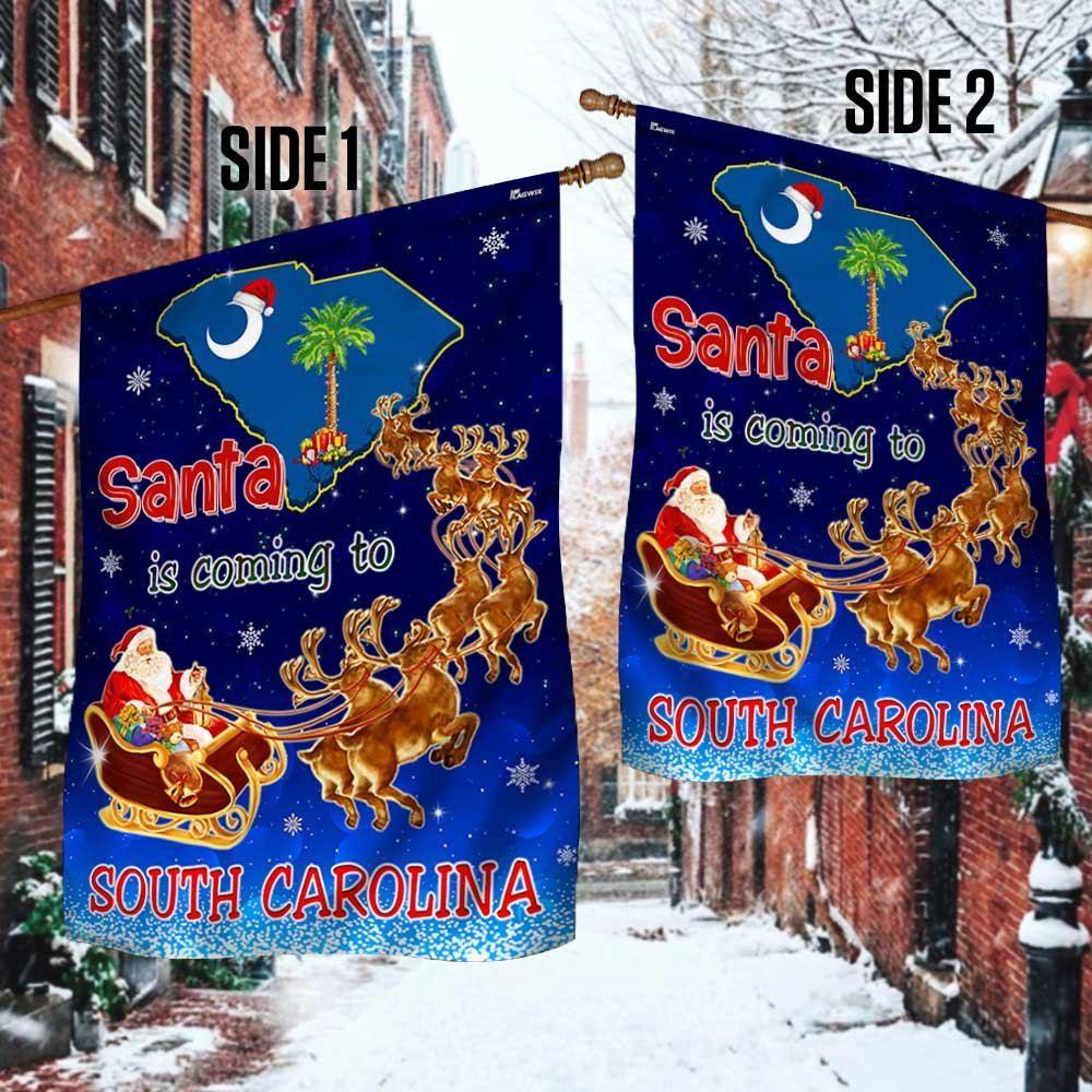 Christmas Flag, South Carolina Christmas Flag Santa Is Coming To South Carolina, Christmas Garden Flags, Christmas Outdoor Flag