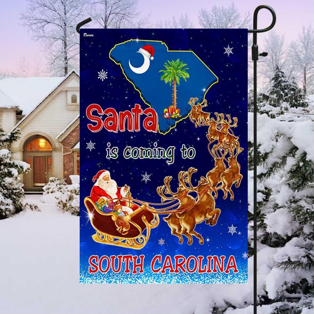 Christmas Flag, South Carolina Christmas Flag Santa Is Coming To South Carolina, Christmas Garden Flags, Christmas Outdoor Flag