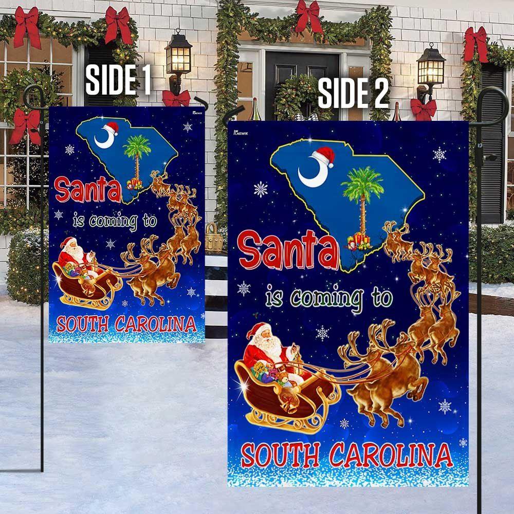 Christmas Flag, South Carolina Christmas Flag Santa Is Coming To South Carolina, Christmas Garden Flags, Christmas Outdoor Flag