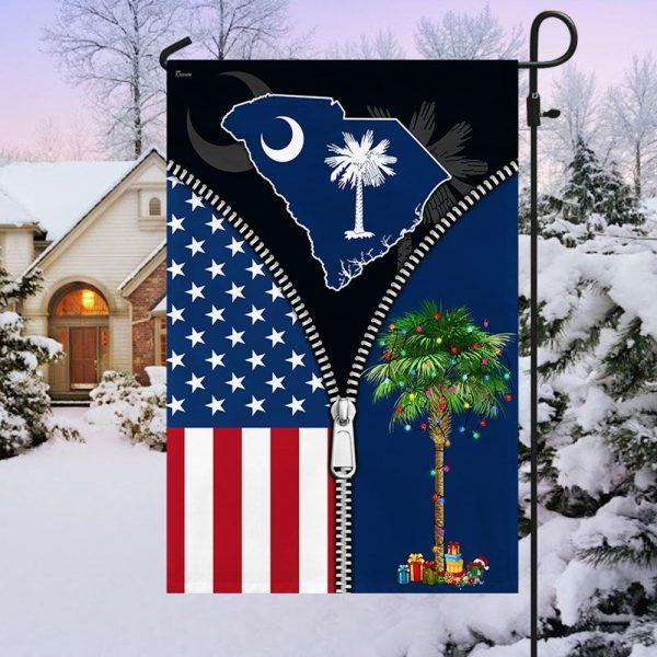 Christmas Flag, South Carolina Palm Tree Christmas American Flag, Christmas Garden Flags, Christmas Outdoor Flag