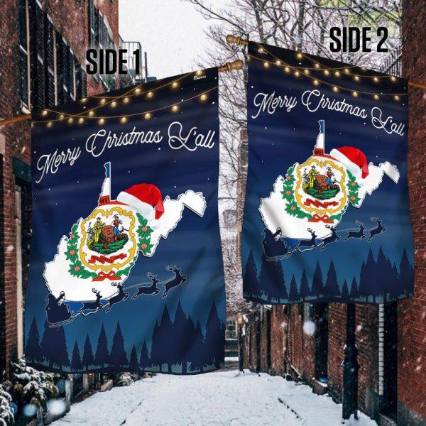 Christmas Flag, West Virginia State Merry Christmas Y’all Flag, Christmas Garden Flags, Christmas Outdoor Flag
