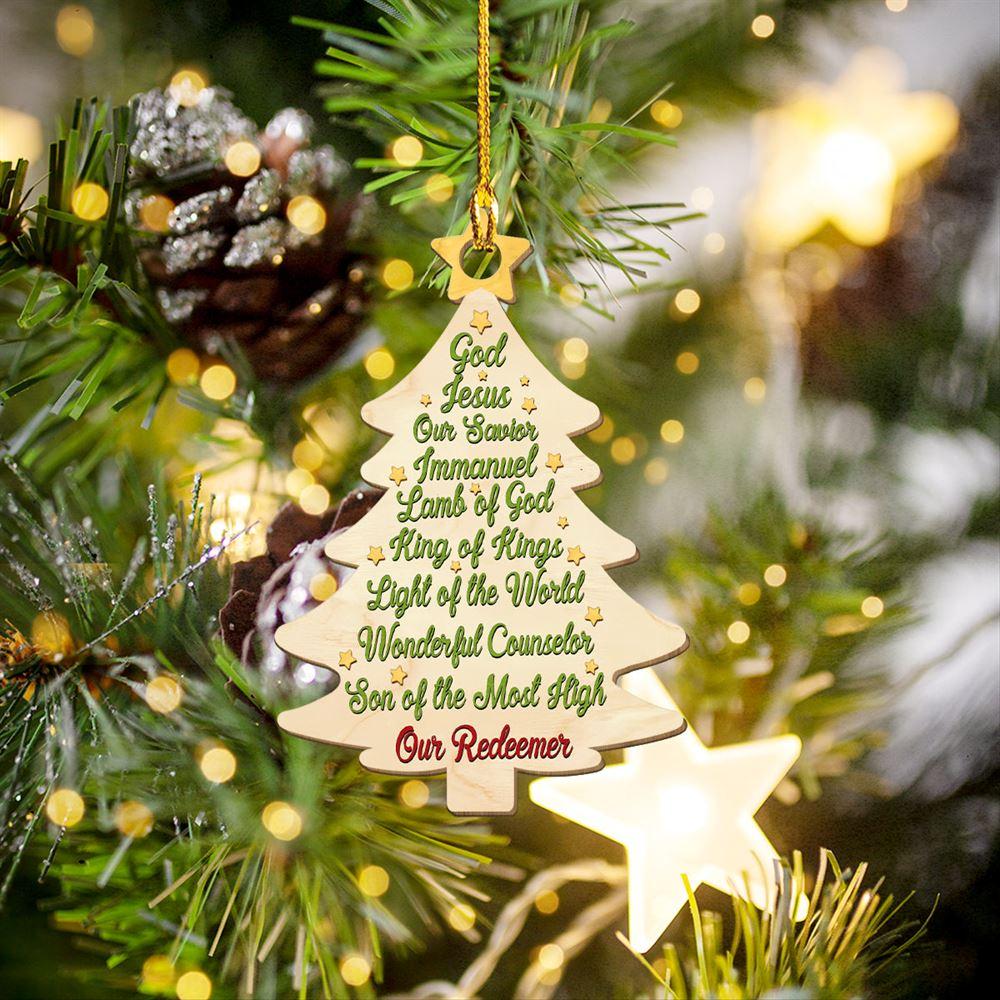 Christmas Ornament, God Jesus Our Savior Christmas Tree Shape Wood Ornament, Christmas Ornaments 2023