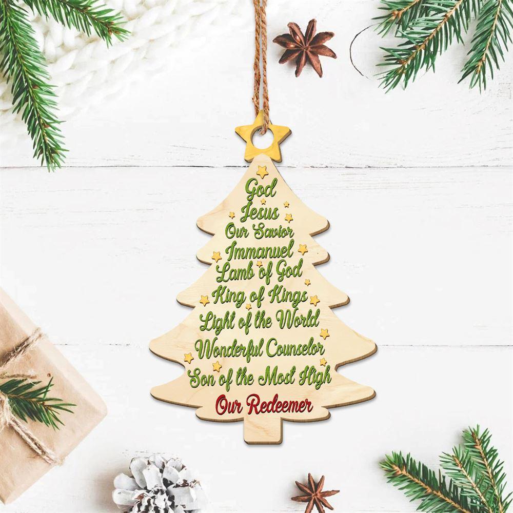 Christmas Ornament, God Jesus Our Savior Christmas Tree Shape Wood Ornament, Christmas Ornaments 2023