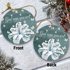 Christmas Ornament God Says You Are Strong Lovely Special Unique Precious Forgiven Circle Ceramic Ornament Christmas Ornaments 2023 2 lb3bnm.jpg