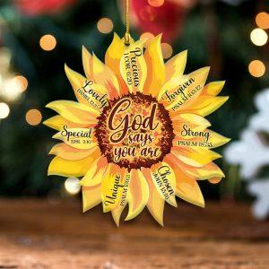 Christmas Ornament, God Says You Are Sunflower…