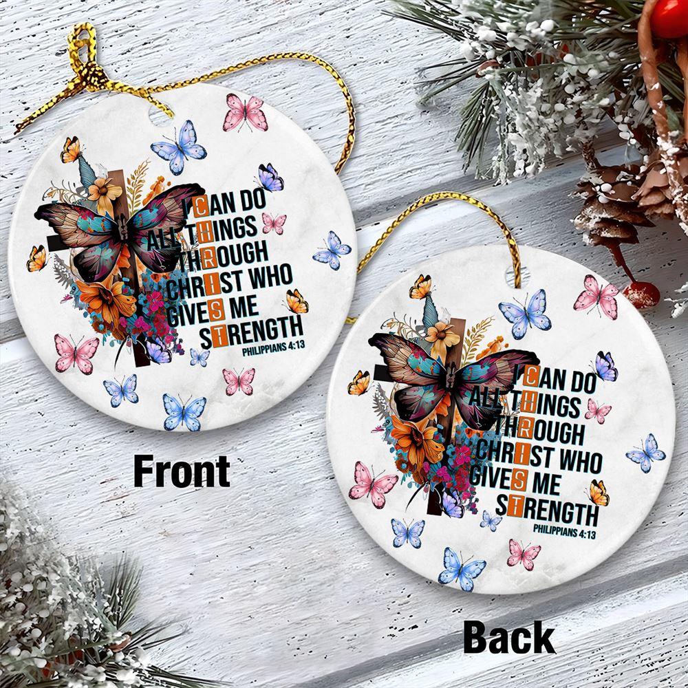 Christmas Ornament, I Can Do All Things Through Christ Who Strengthens Me Jesus Circle Ceramic Ornament, Christmas Ornaments 2023 Christmas Ornament, I Can Do All Things Through Christ Who Strengthens Me Jesus Circle Ceramic Ornament, Christmas Ornaments 2023