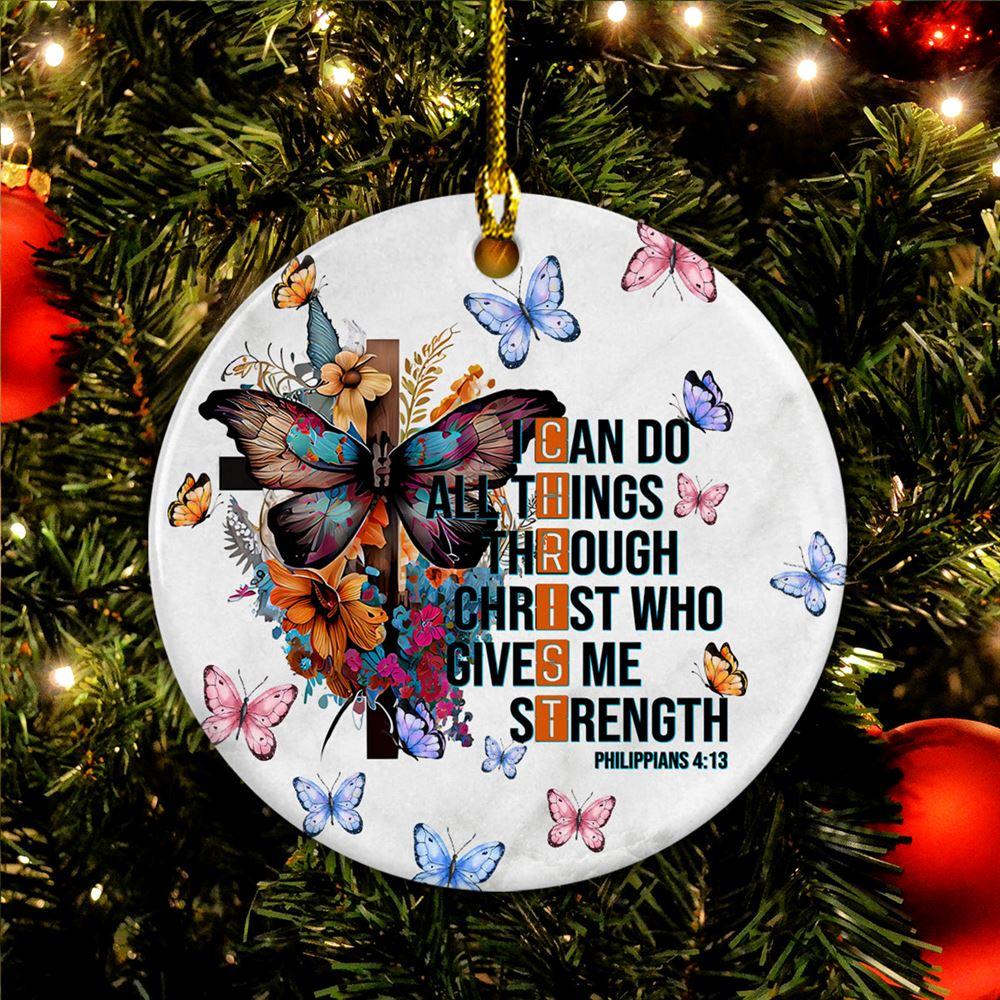 Christmas Ornament, I Can Do All Things Through Christ Who Strengthens Me Jesus Circle Ceramic Ornament, Christmas Ornaments 2023 Christmas Ornament, I Can Do All Things Through Christ Who Strengthens Me Jesus Circle Ceramic Ornament, Christmas Ornaments 2023