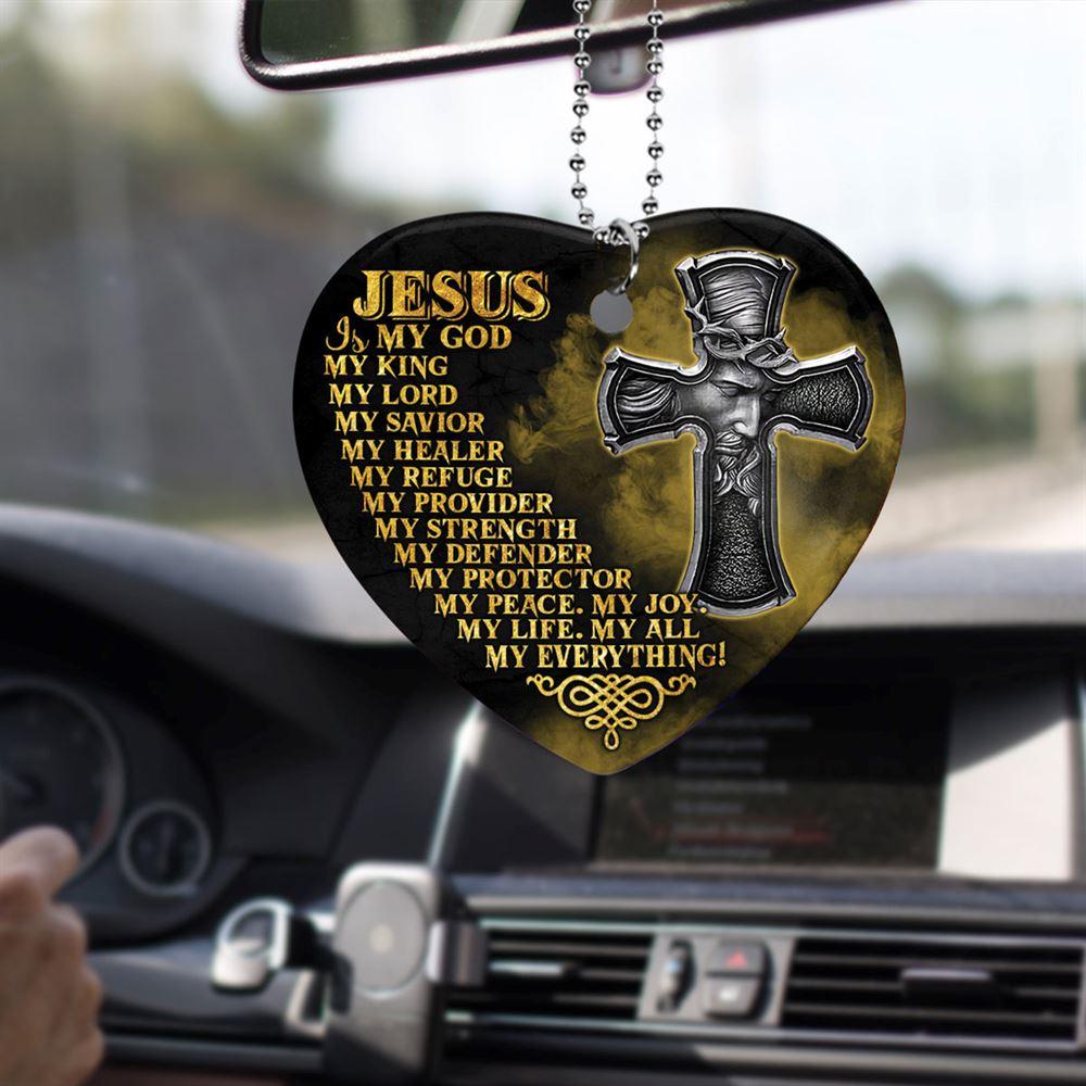 Christmas Ornament, Jesus Is My God My King My Everything Heart Ceramic Ornament, Christmas Ornaments 2023