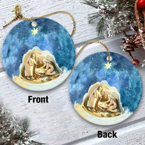 Christmas Ornament Jesus Was Born On Christmas Eve Circle Ceramic Ornament Christmas Ornaments 2023 2 kn0p7a.jpg