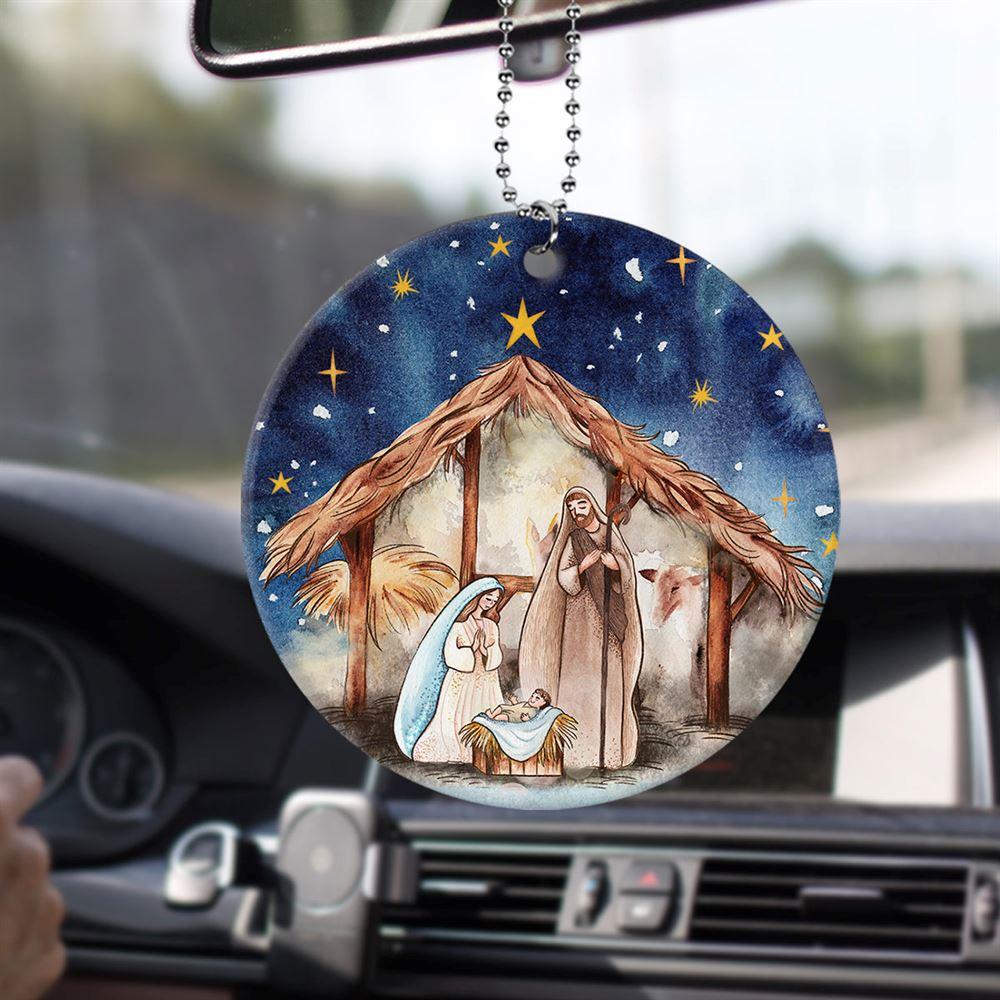 Christmas Ornament, Joseph Mary Christ Was Born Christmas Eve Circle Ceramic Ornament, Christmas Ornaments 2023 Christmas Ornament, Joseph Mary Christ Was Born Christmas Eve Circle Ceramic Ornament, Christmas Ornaments 2023