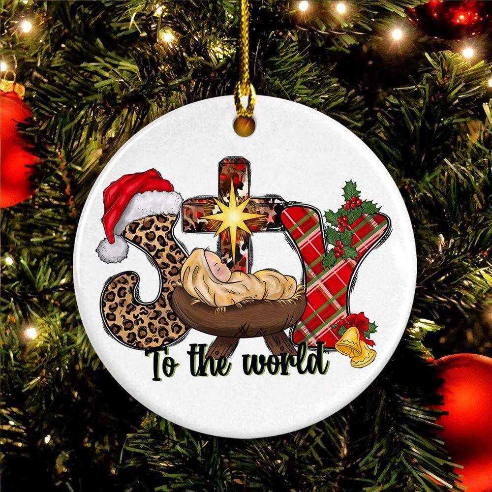 Christmas Ornament, Joy To The World Circle Ceramic Ornament, Christmas Ornaments 2023 Christmas Ornament, Joy To The World Circle Ceramic Ornament, Christmas Ornaments 2023