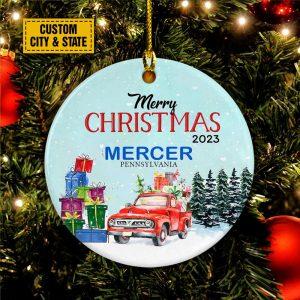 Christmas Ornament, Merry Christmas 2023 Customized Circle…