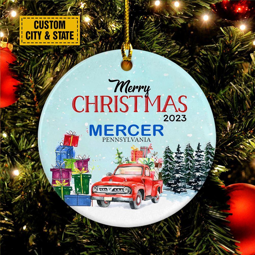 Christmas Ornament, Merry Christmas 2023 Customized Circle Ceramic Ornament, Christmas Ornaments 2023 Christmas Ornament, Merry Christmas 2023 Customized Circle Ceramic Ornament, Christmas Ornaments 2023