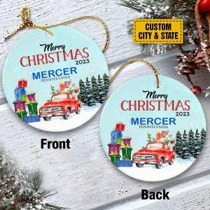 Christmas Ornament Merry Christmas 2023 Customized Circle Ceramic Ornament Christmas Ornaments 2023 2 sumq86.jpg