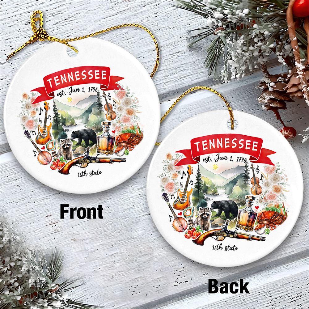Christmas Ornament, Tennessee State Themes And Landmarks Christmas Circle Ceramic Ornament, Christmas Ornaments 2023 Christmas Ornament, Tennessee State Themes And Landmarks Christmas Circle Ceramic Ornament, Christmas Ornaments 2023
