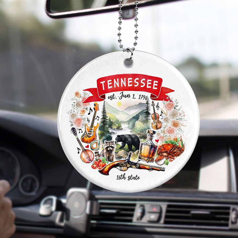 Christmas Ornament, Tennessee State Themes And Landmarks Christmas Circle Ceramic Ornament, Christmas Ornaments 2023 Christmas Ornament, Tennessee State Themes And Landmarks Christmas Circle Ceramic Ornament, Christmas Ornaments 2023