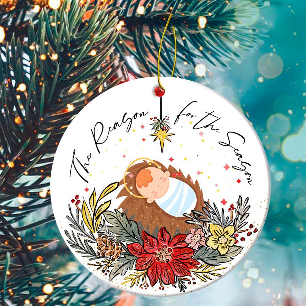 Christmas Ornament, The Reason For The Season Jesus Circle Ceramic Ornament, Christmas Ornaments 2023 Christmas Ornament, The Reason For The Season Jesus Circle Ceramic Ornament, Christmas Ornaments 2023