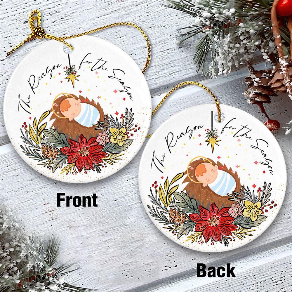 Christmas Ornament, The Reason For The Season Jesus Circle Ceramic Ornament, Christmas Ornaments 2023 Christmas Ornament, The Reason For The Season Jesus Circle Ceramic Ornament, Christmas Ornaments 2023