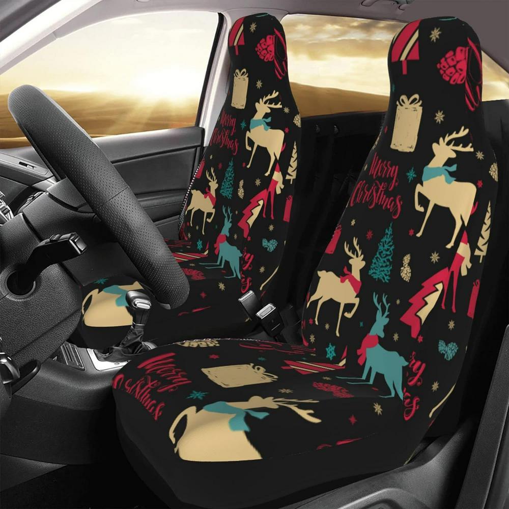 Christmas Reindeer Car Seat Covers Vehicle Front Seat Covers, Christmas Car Seat Covers