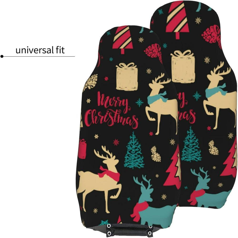Christmas Reindeer Car Seat Covers Vehicle Front Seat Covers, Christmas Car Seat Covers