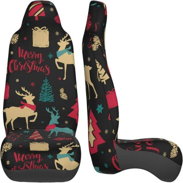 Christmas Reindeer Car Seat Covers Vehicle Front Seat Covers, Christmas Car Seat Covers
