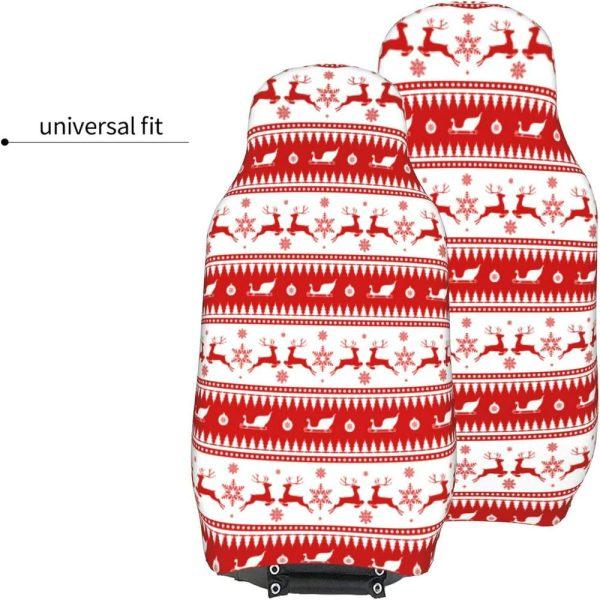 Christmas Reindeer Stripes Car Seat Covers Vehicle Front Seat Covers, Christmas Car Seat Covers
