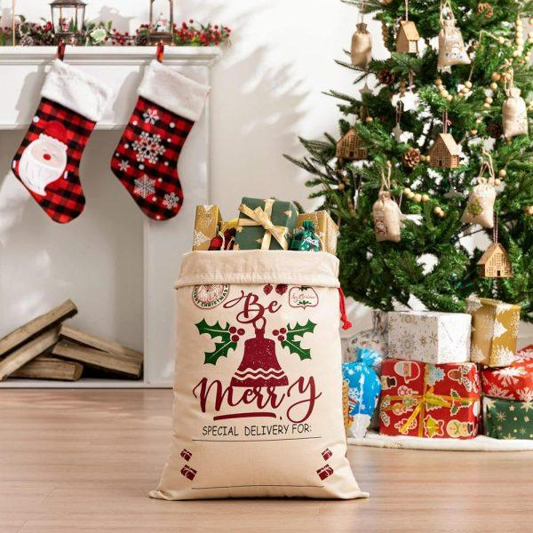 Christmas Sack, Be Merry Christmas Sack, Xmas Santa Sacks, Christmas Tree Bags, Christmas Bag Gift