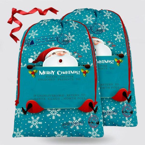 Christmas Sack, Blue Santa Claus Christmas Sacks, Xmas Santa Sacks, Christmas Tree Bags, Christmas Bag Gift