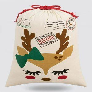 Christmas Sack, Christmas Reindeer Print Sacks, Xmas…